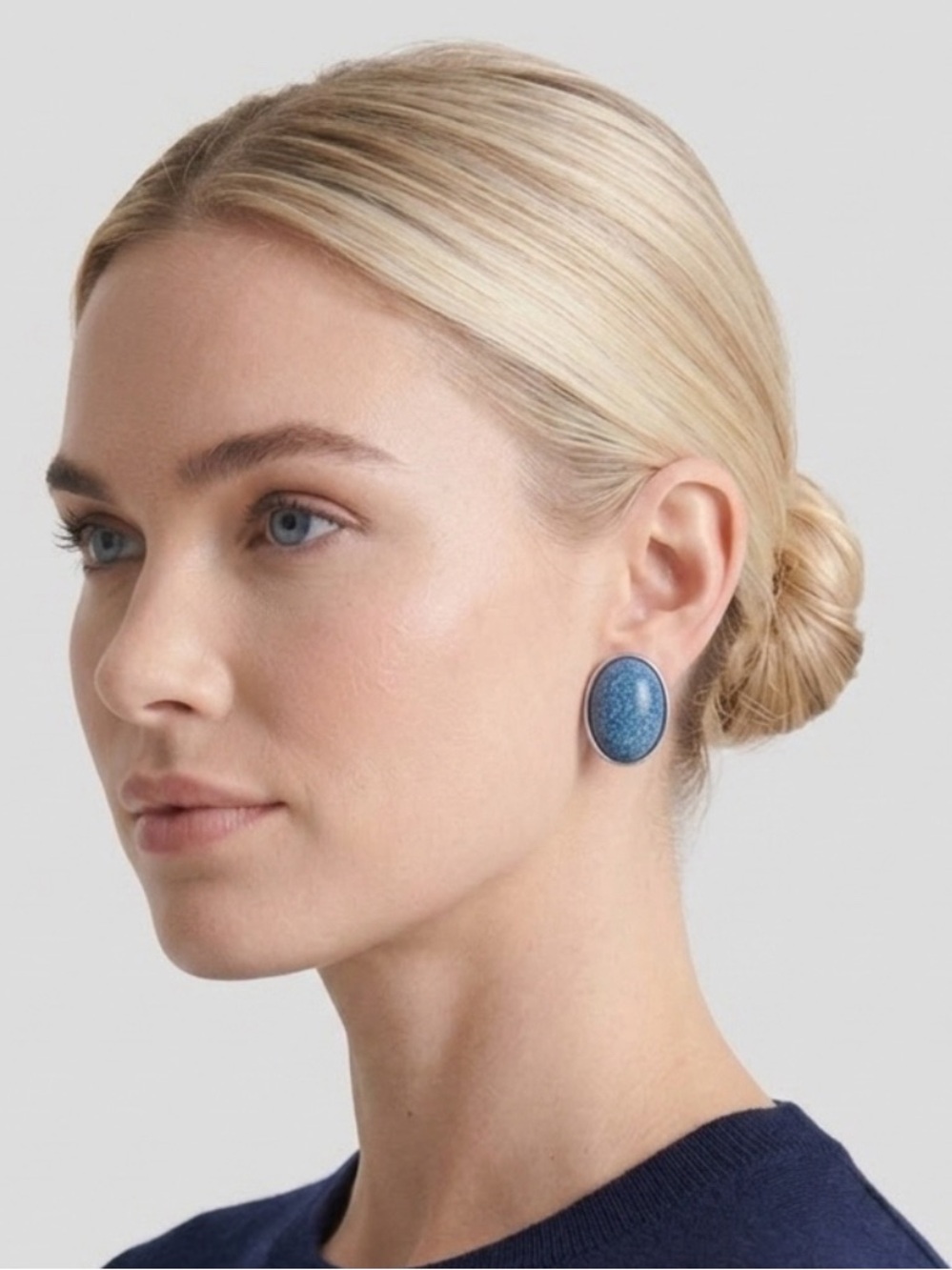 Kenneth Jay Lane Blue Oval Earrings